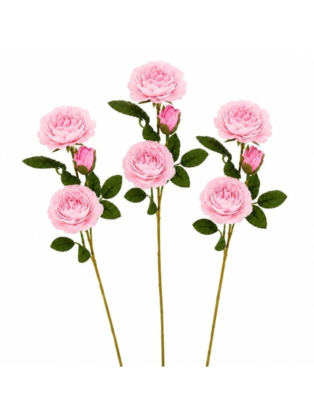 Light Pink Garden Rose Faux Roses Real Touch Set of 3